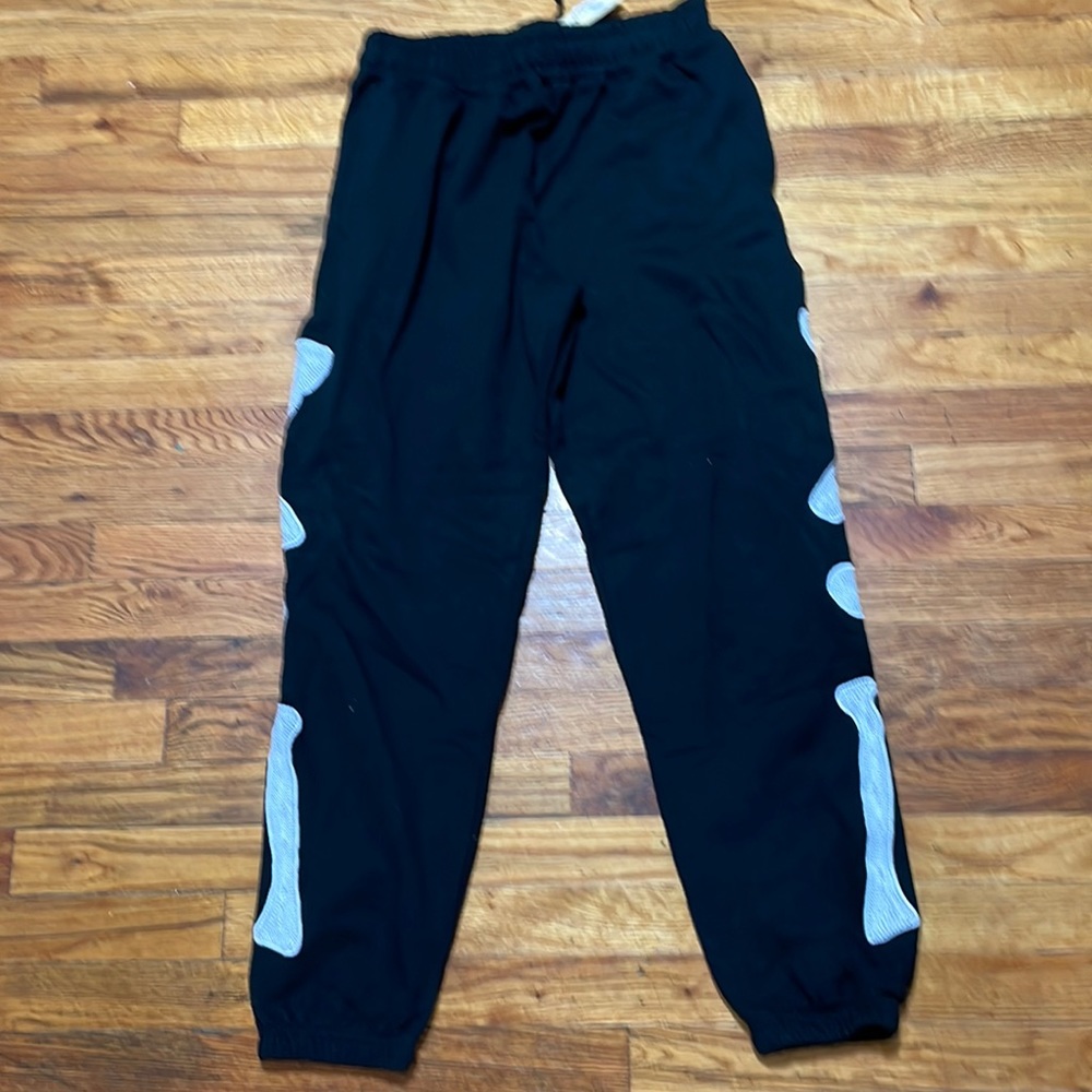 Black jogger sweatpants skeleton design